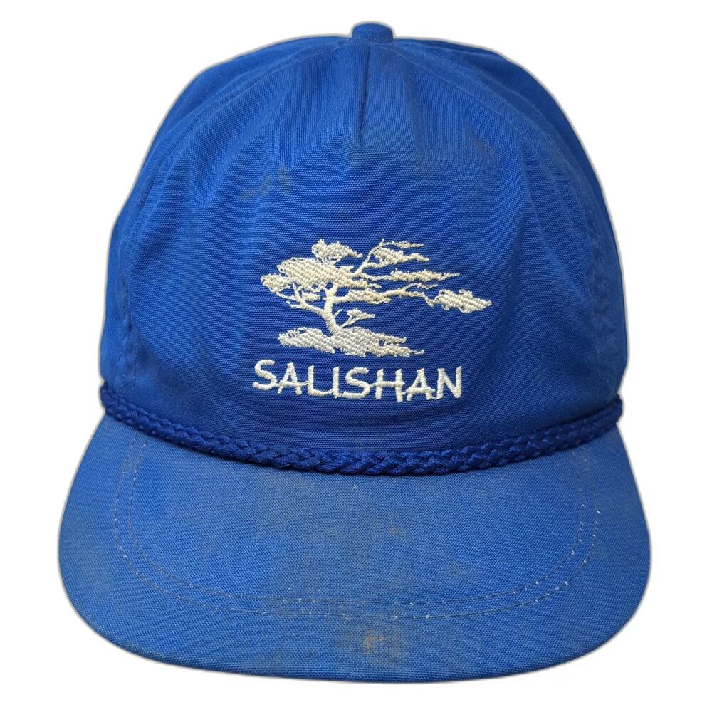 Imperial Trucker Blue One Size Salishan Tree Rope Leather Strapback Hat Vintage